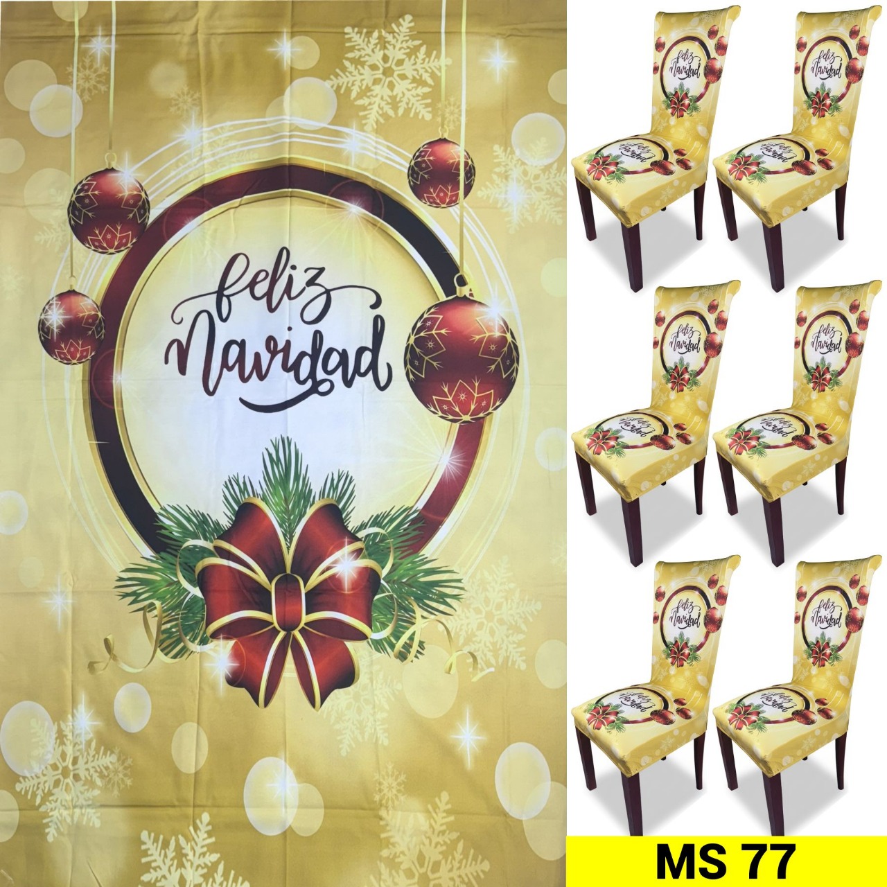 Set mantel + 6 fundas sillas NAVIDAD